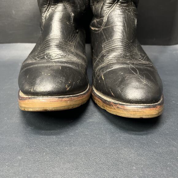 Vintage Double H Cowboy Boots Western Rockabilly Mens 8.5 D Black Leather main image 13